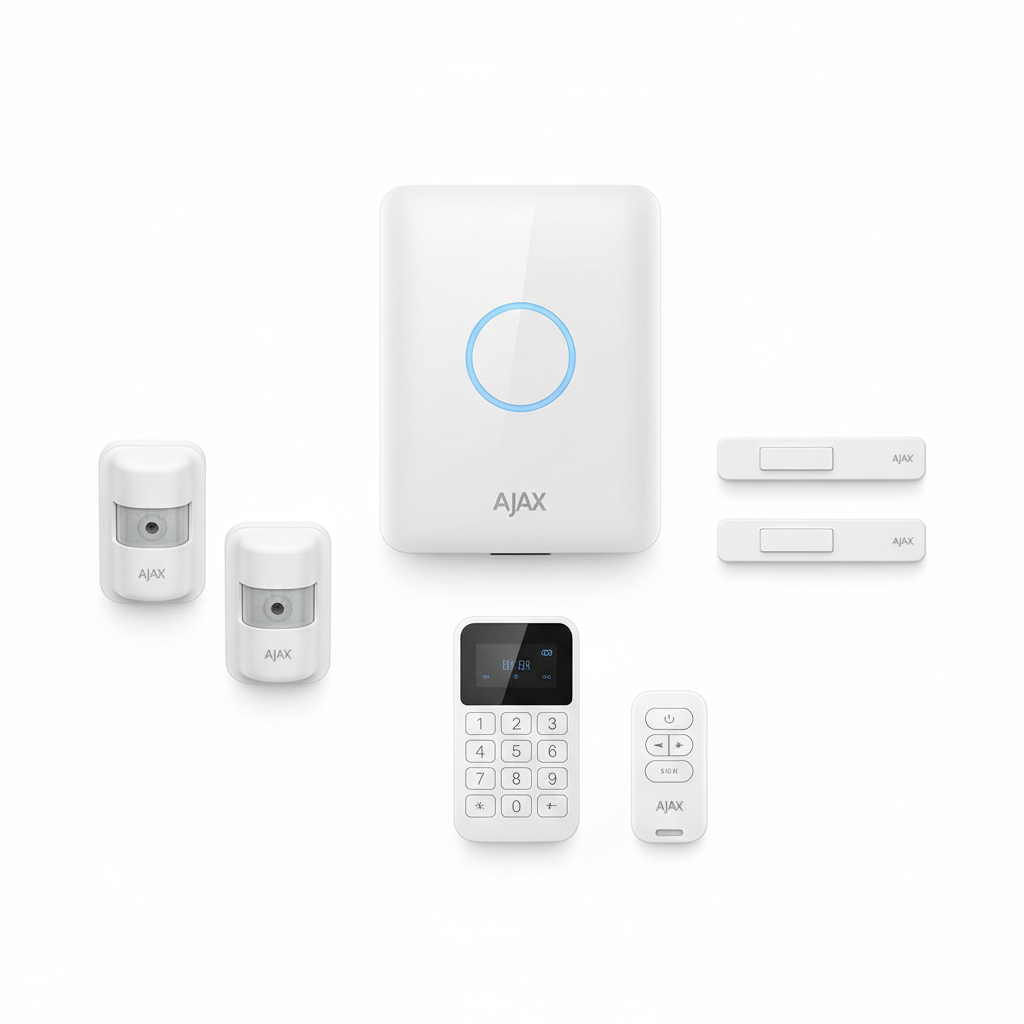 Ajax Alarm Starter Kit - Complete wireless security system with hub, sensors, keypad and remote